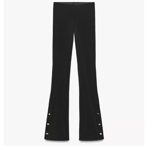 NWT Zara Black Flared Pants with Gold Button Detail Size M
